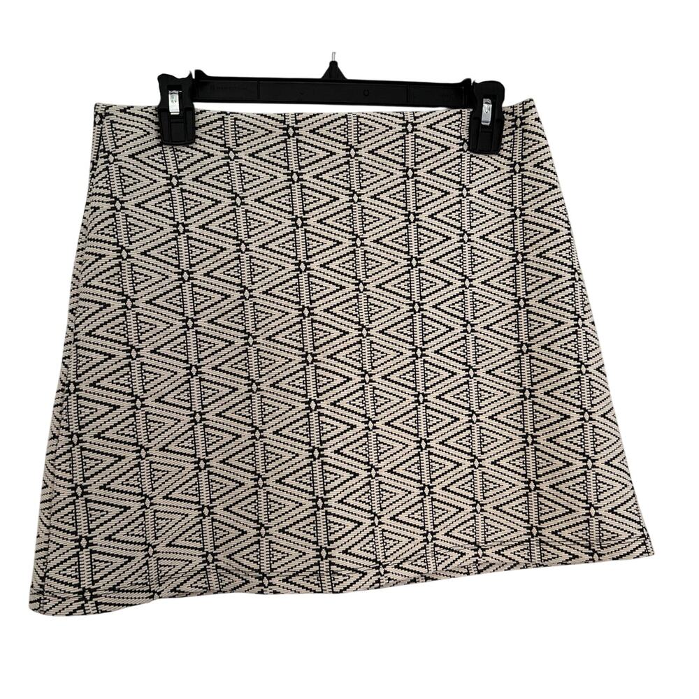 TOPSHOP Geometric Woven Mini Skirt black white Zipper Womens 6 Lined Y2K